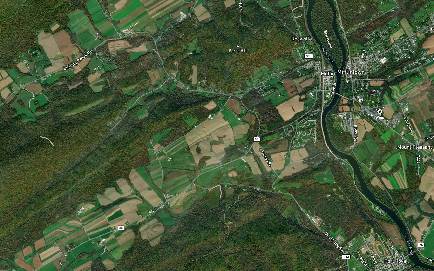 Satellite map of the Zooks Dam