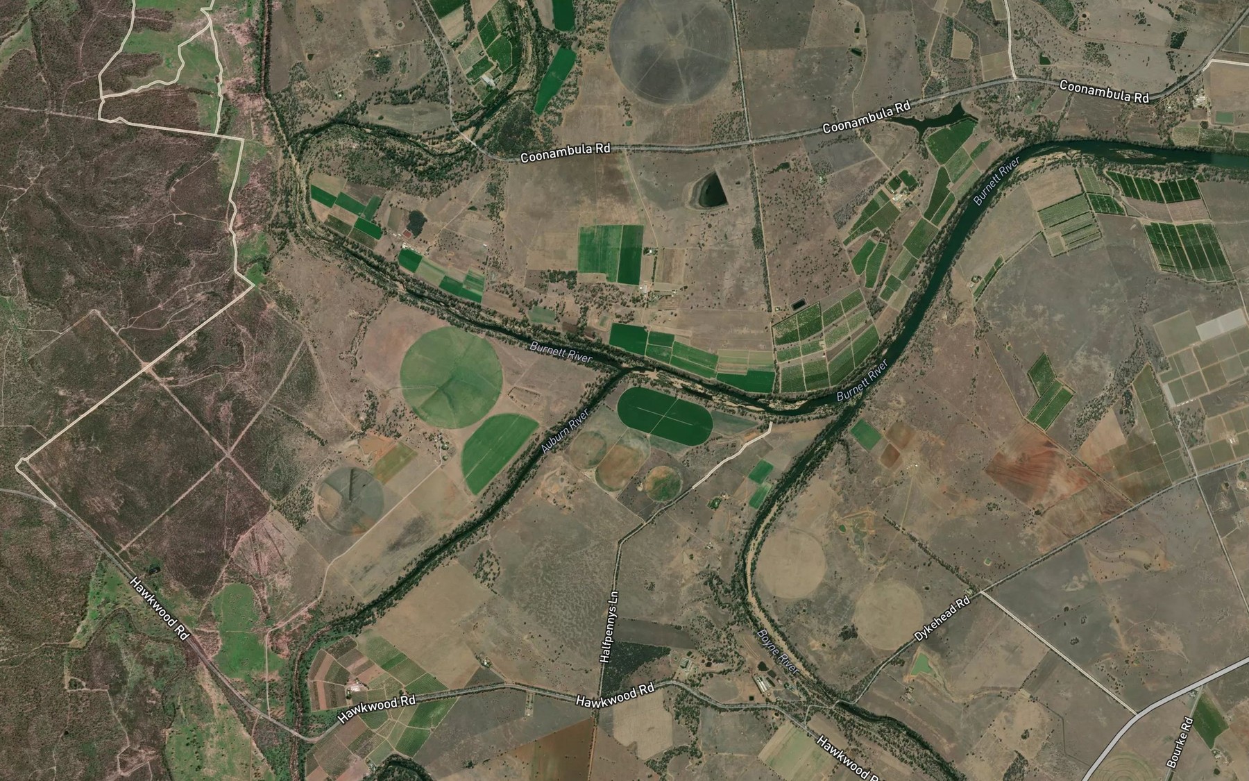 Satellite map of the Auburn River