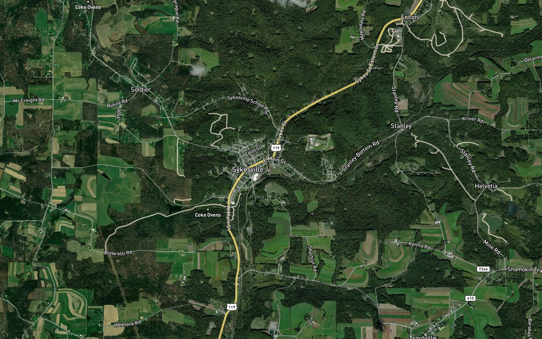 Satellite map of the Sugarcamp Run