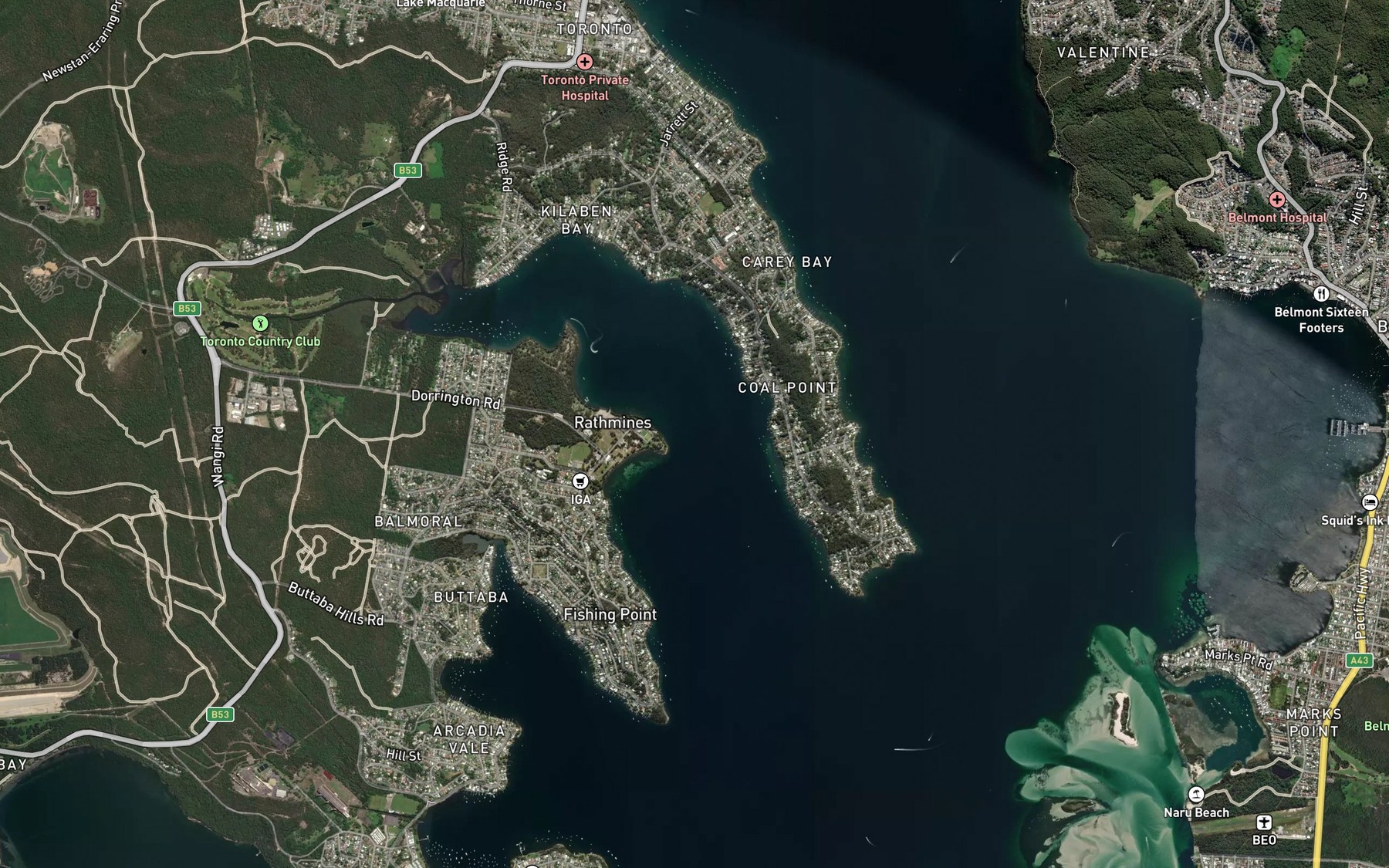Satellite map of the Catalina Bay