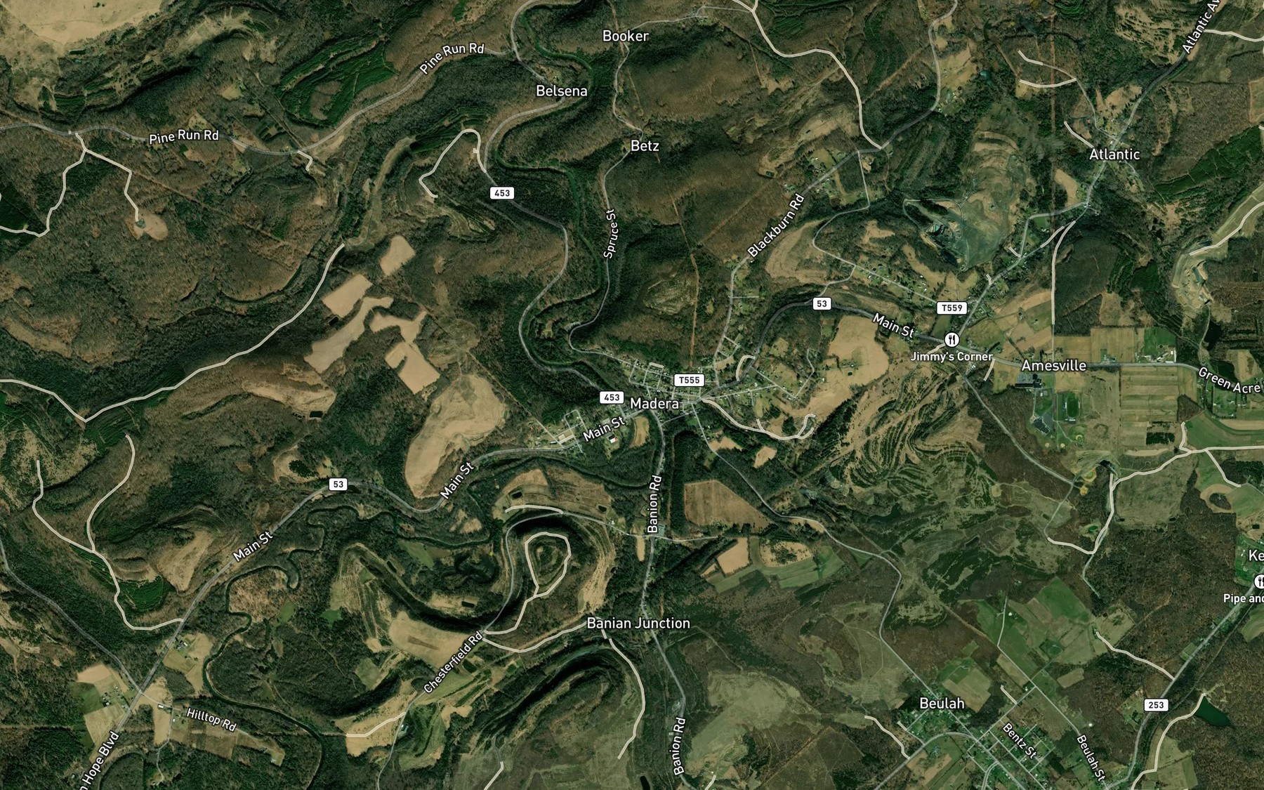 Satellite map of the Alexander Run
