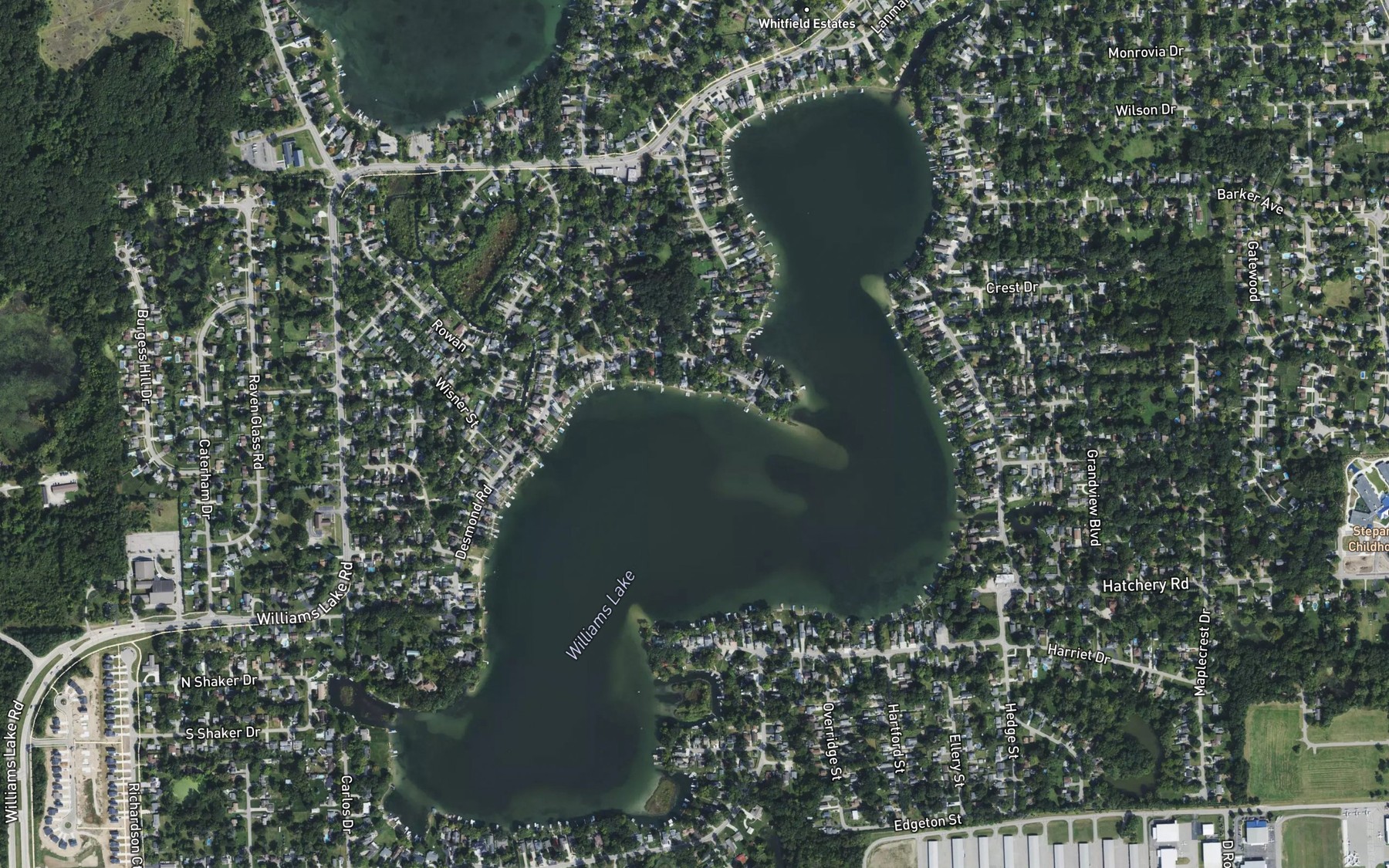 Satellite map of the Williams Lake
