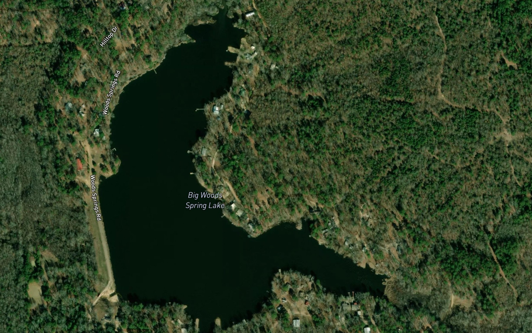 Satellite map of the Big Woods Spring Lake