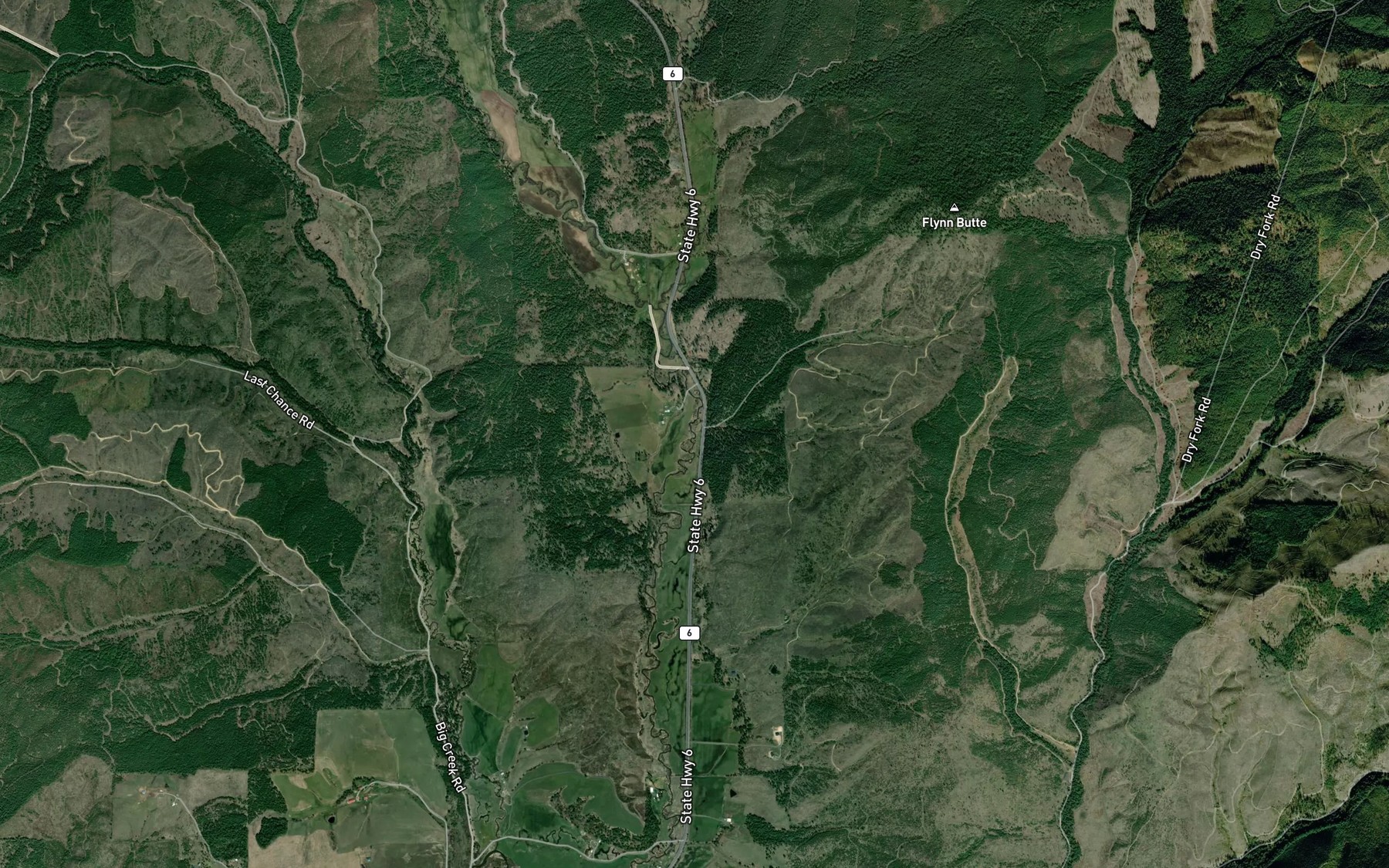 Satellite map of the Cow Creek