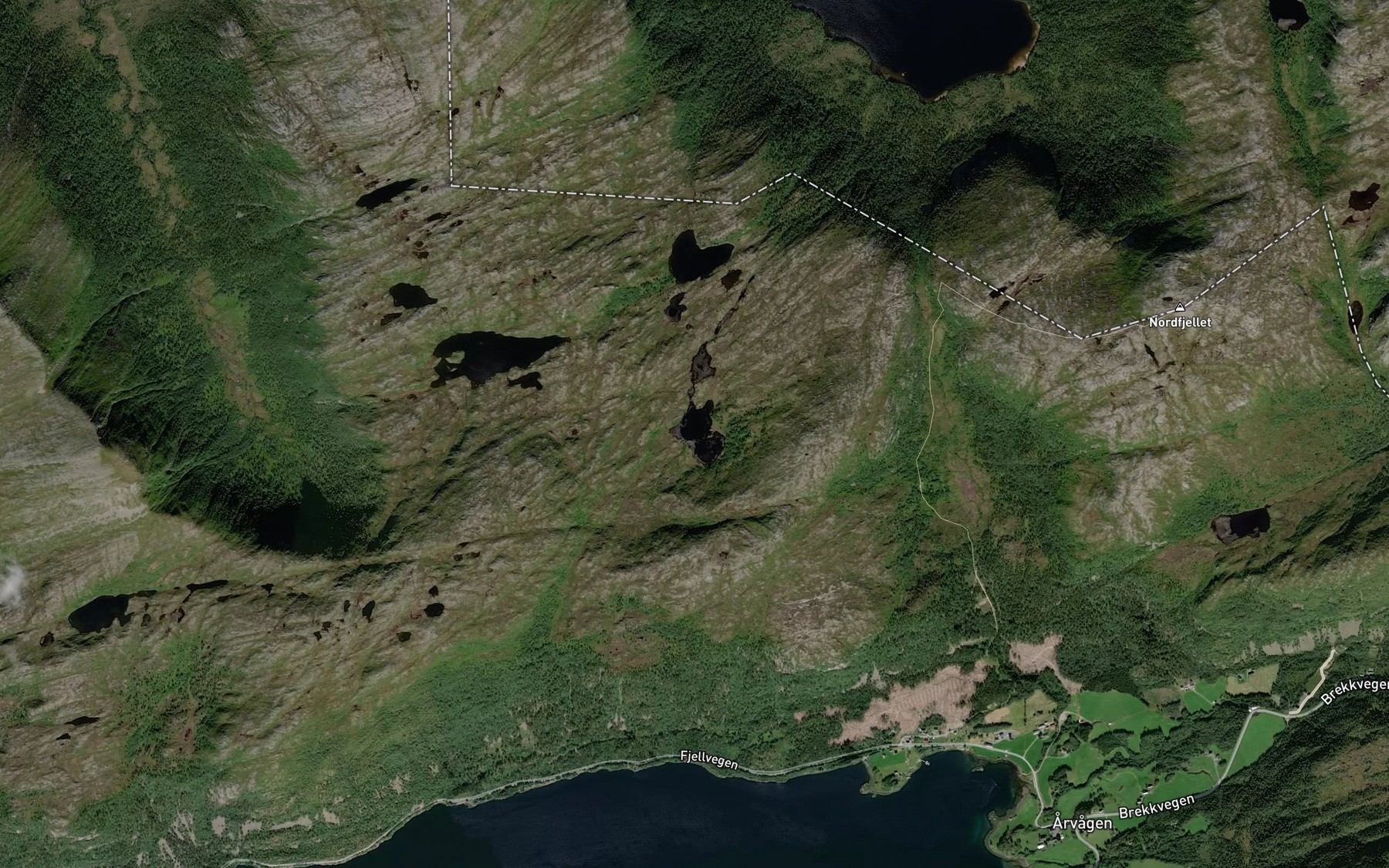 Satellite map of the Vasslivatna