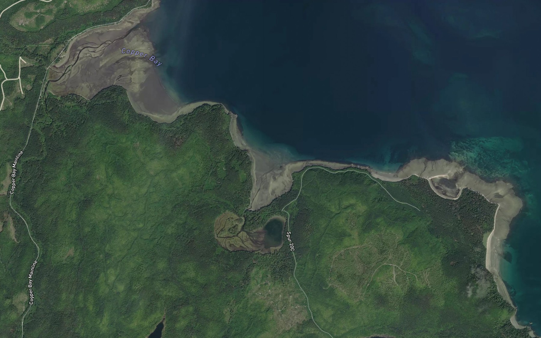 Satellite map of the Sheldens Bay
