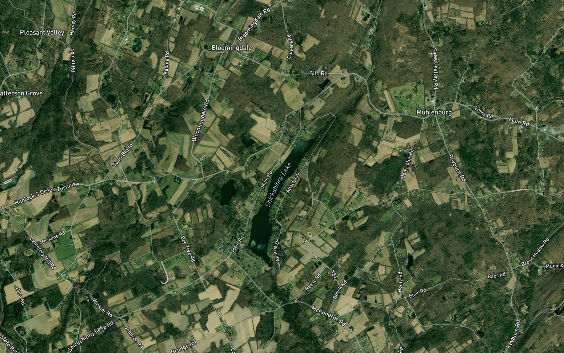 Satellite map of the Shickshinny Lake