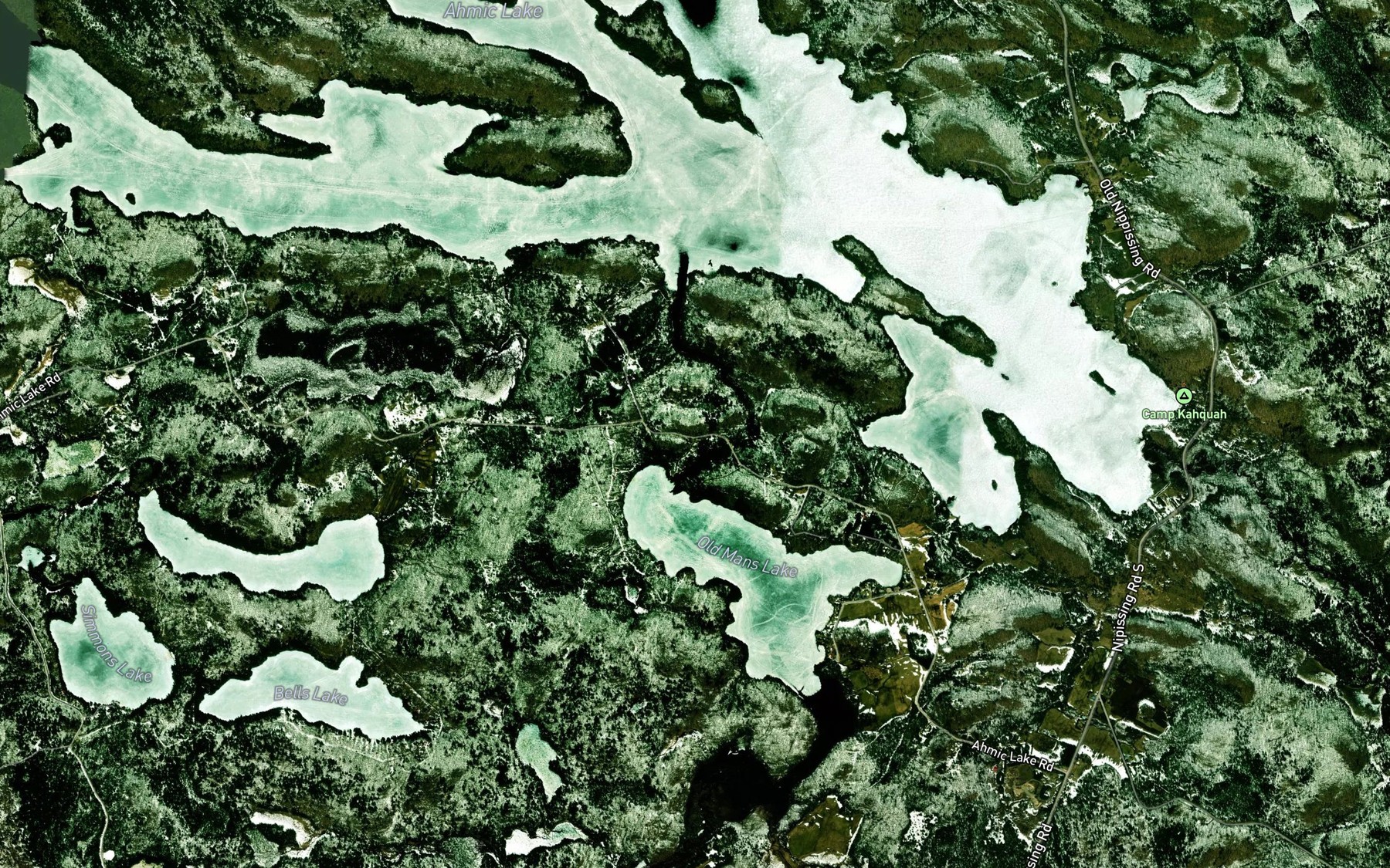 Satellite map of the Ahmic Creek