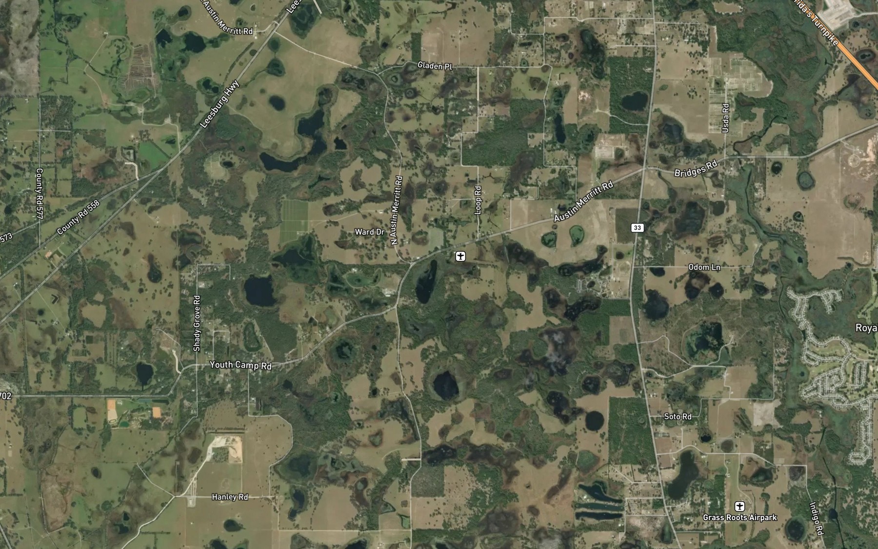 Satellite map of the Honeycut Lake