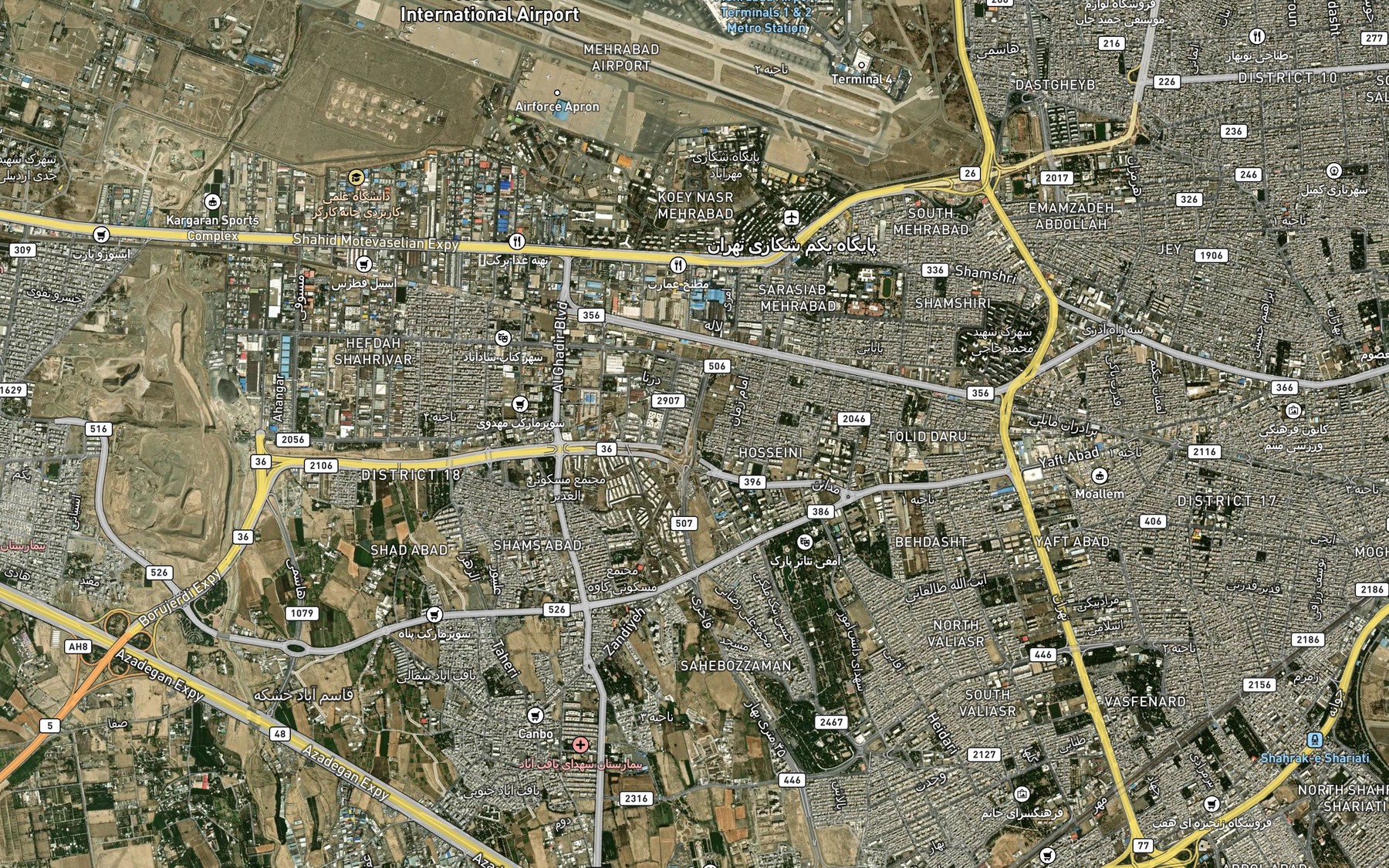 Satellite map of the Nahr-e Yattabad