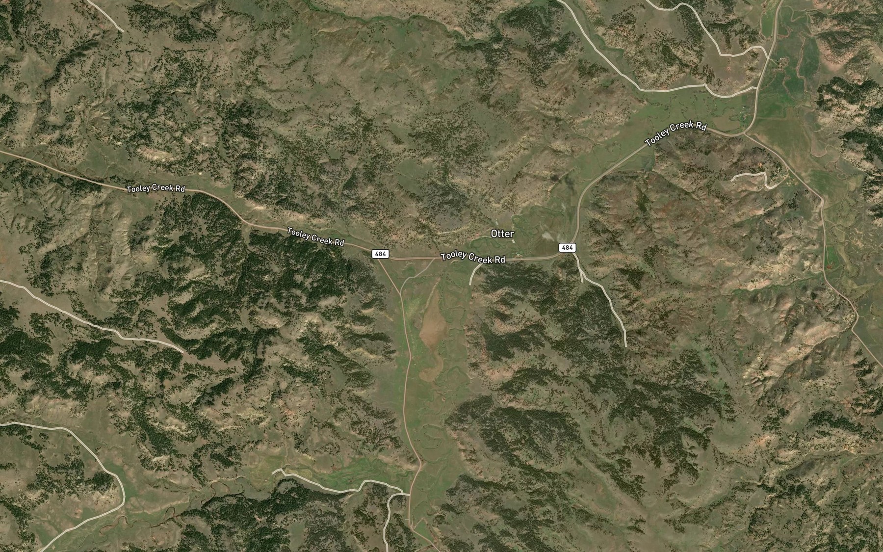 Satellite map of the Tooley Creek