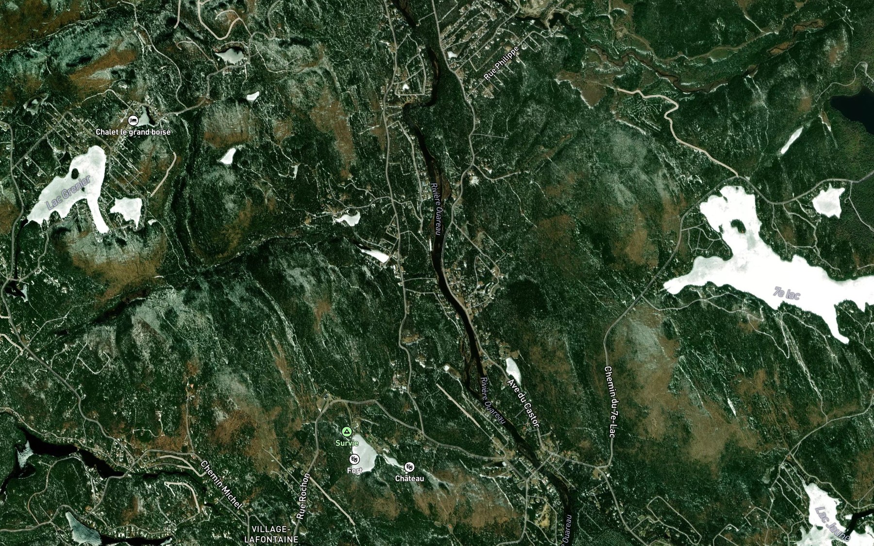 Satellite map of the Ruisseau Perreault