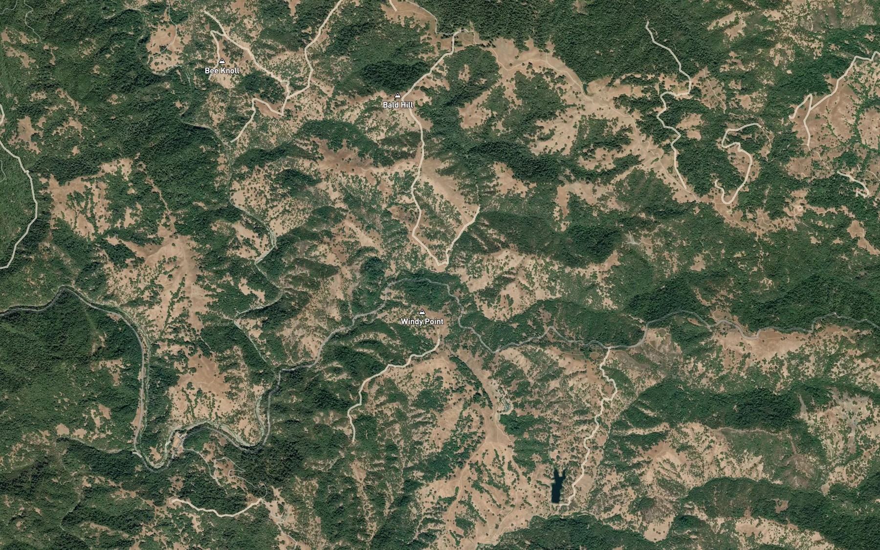 Satellite map of the Spanish Creek