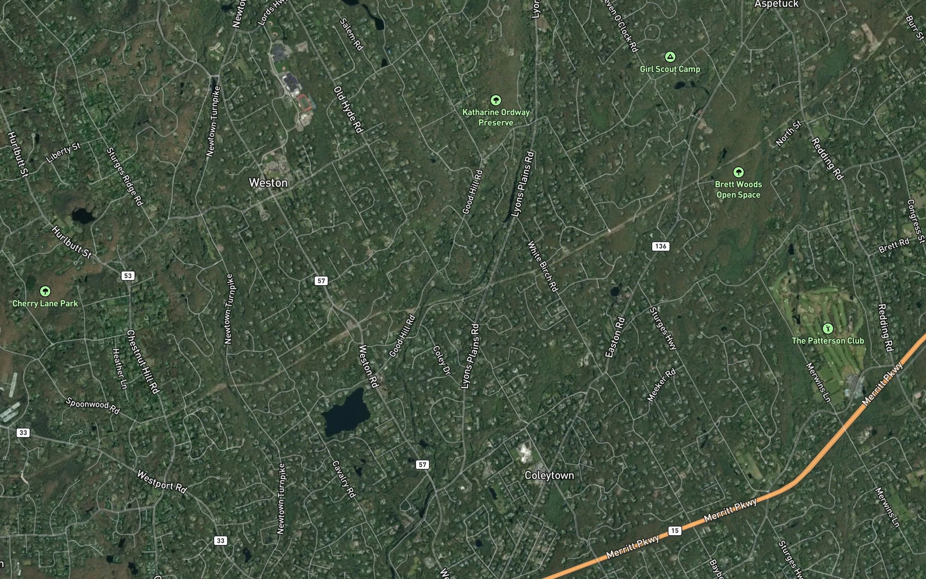 Satellite map of the Beaver Brook