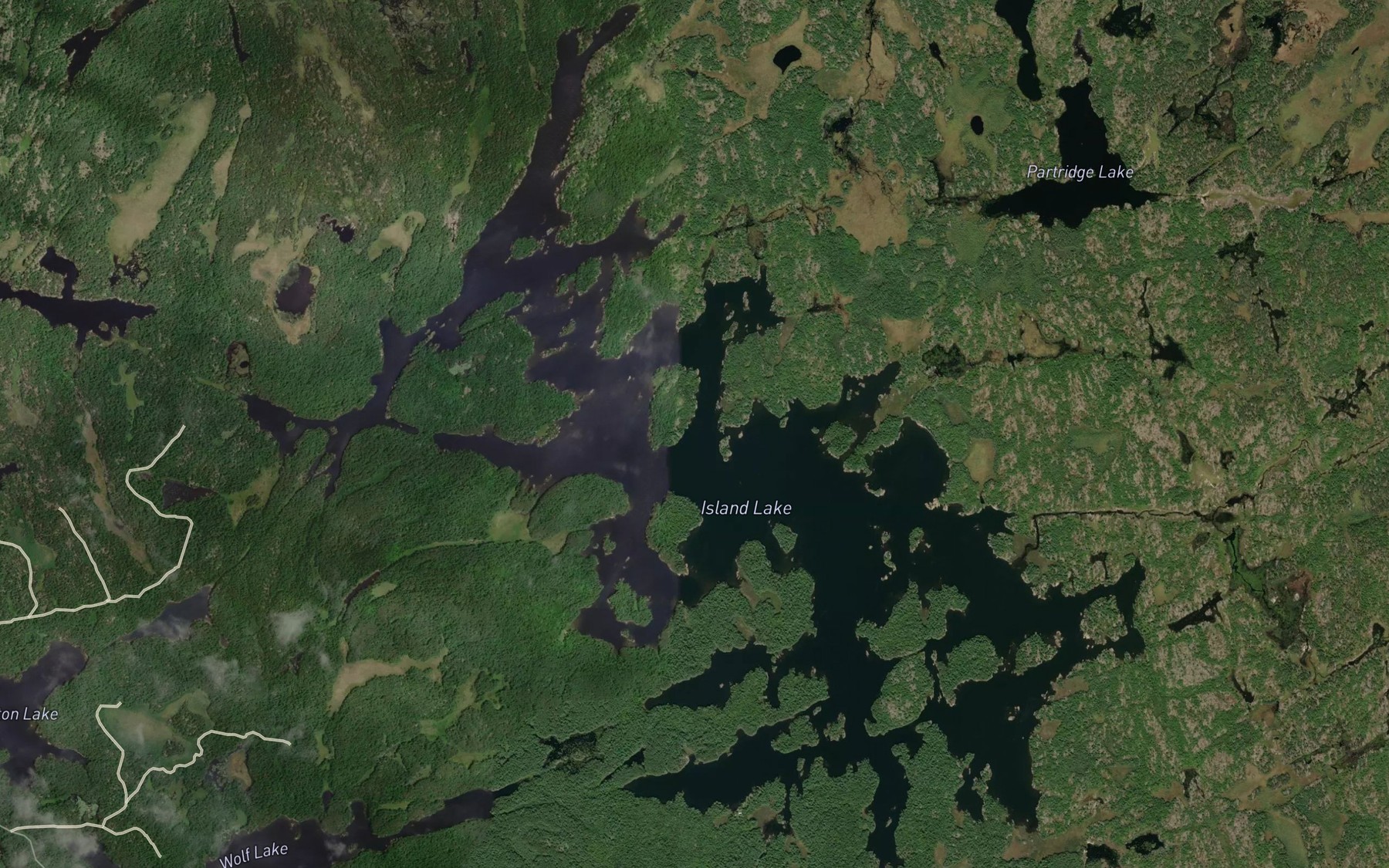 Satellite map of the Island Lake