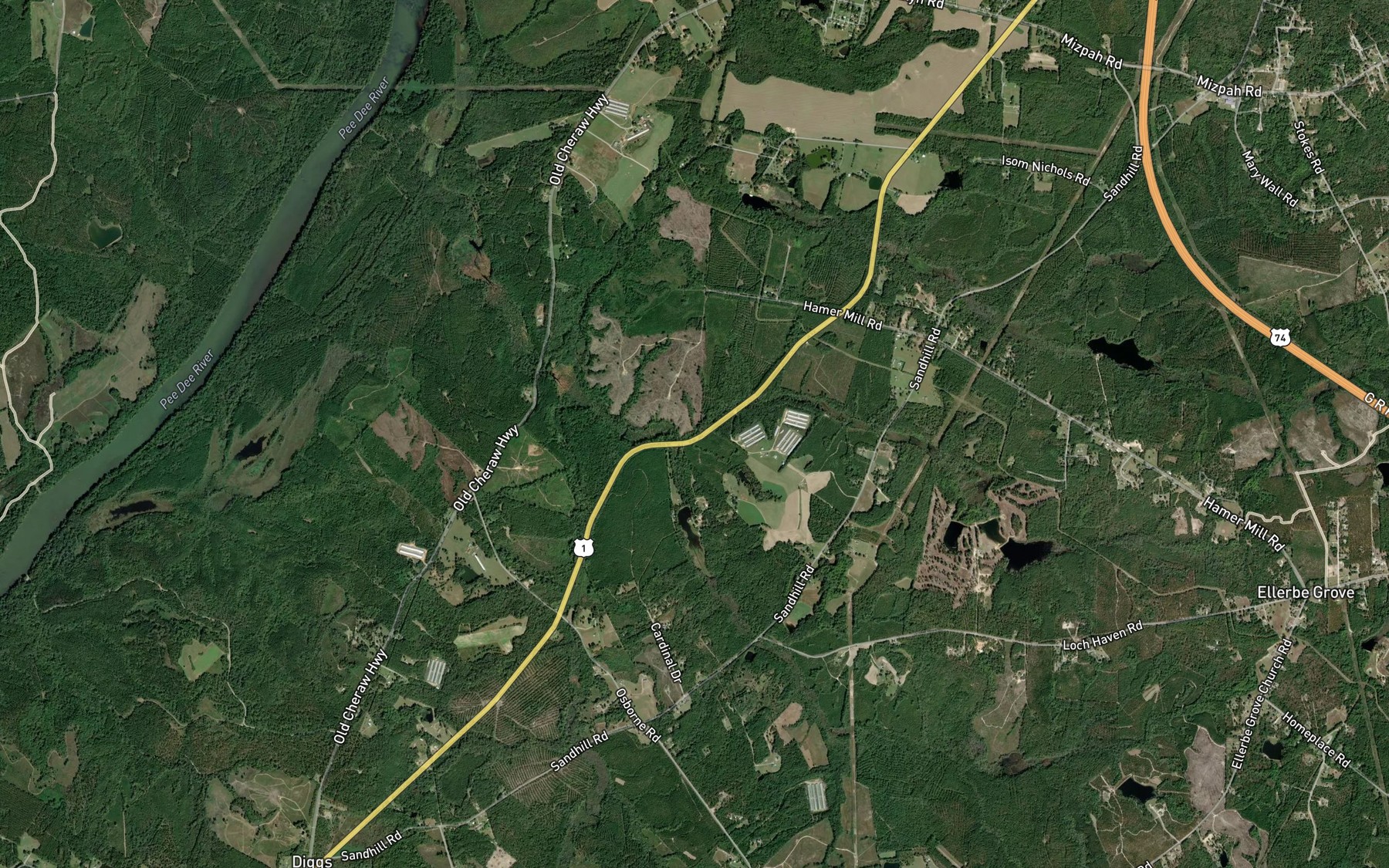 Satellite map of the Watery Branch