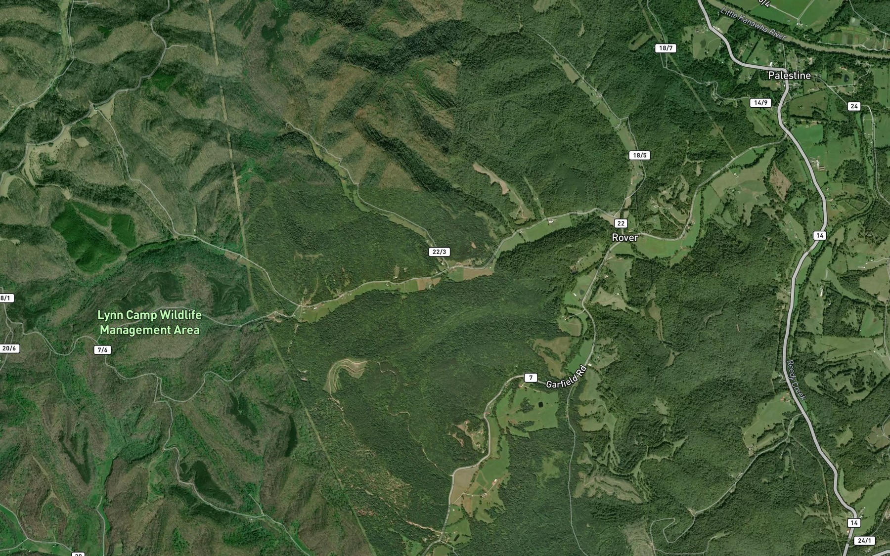Satellite map of the Buell Fork