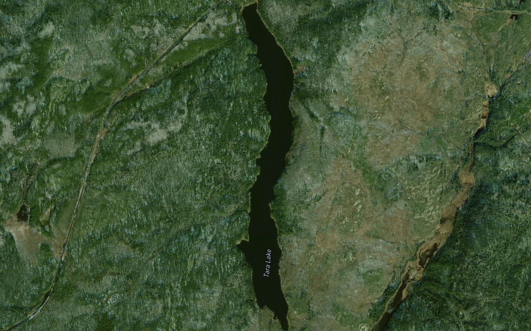 Satellite map of the Tara Lake