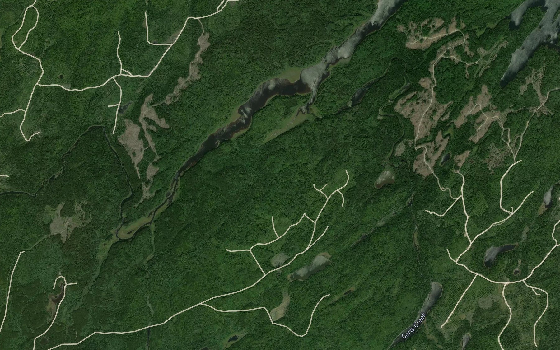 Satellite map of the Carty Creek