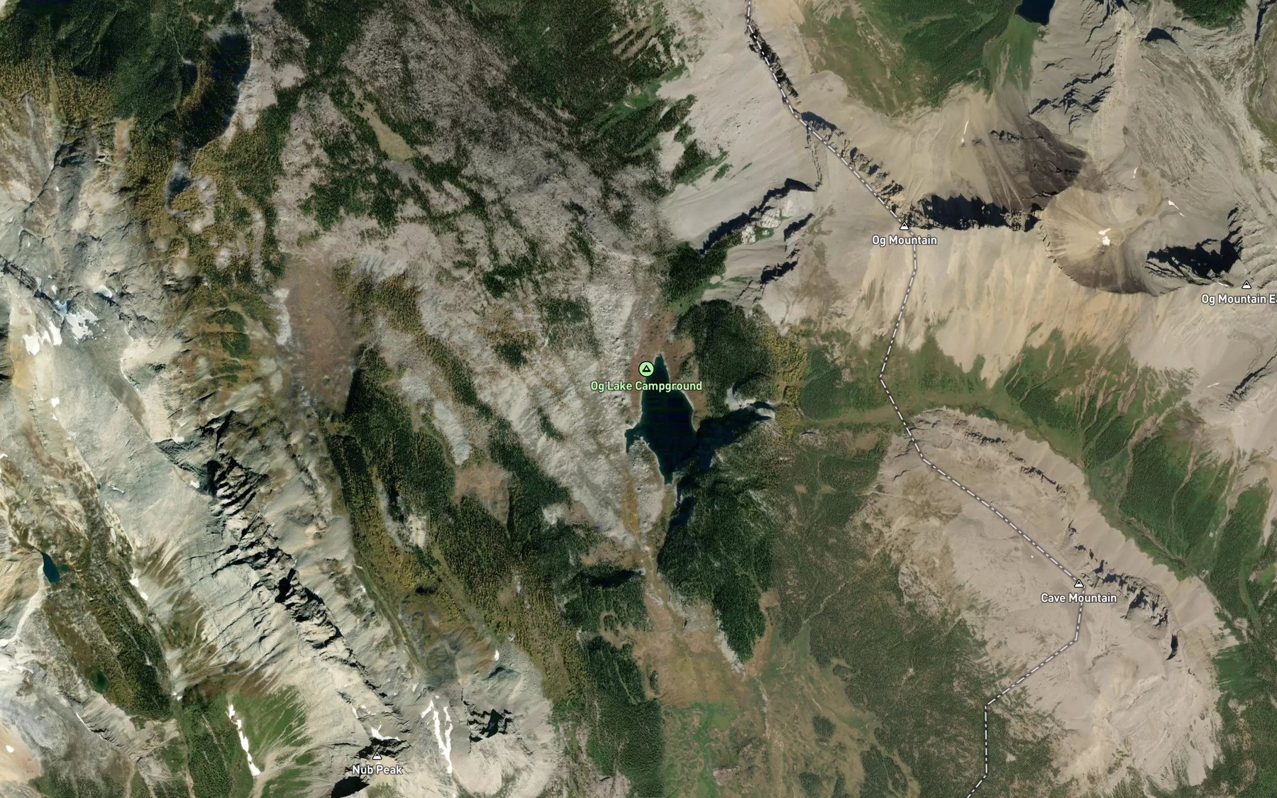 Satellite map of the Og Creek