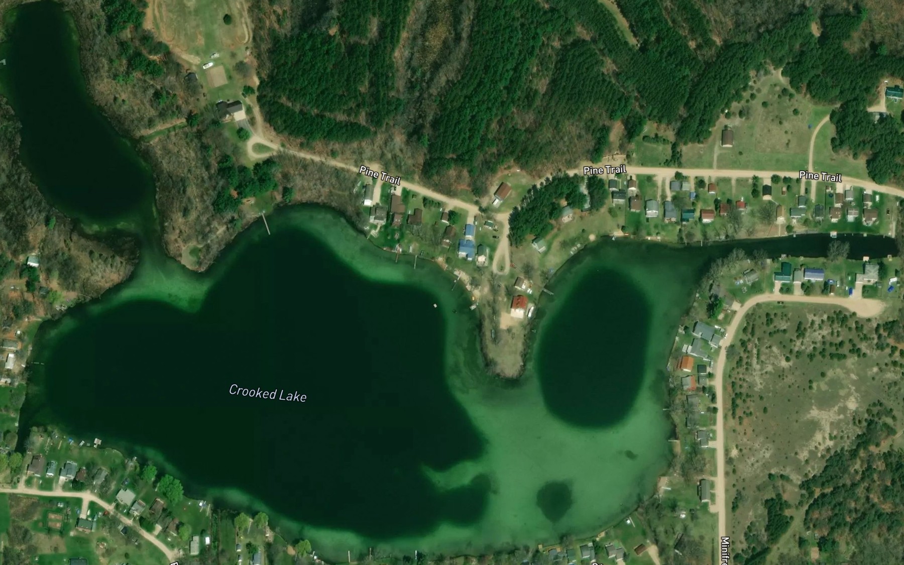 Satellite map of the Crooked Lake