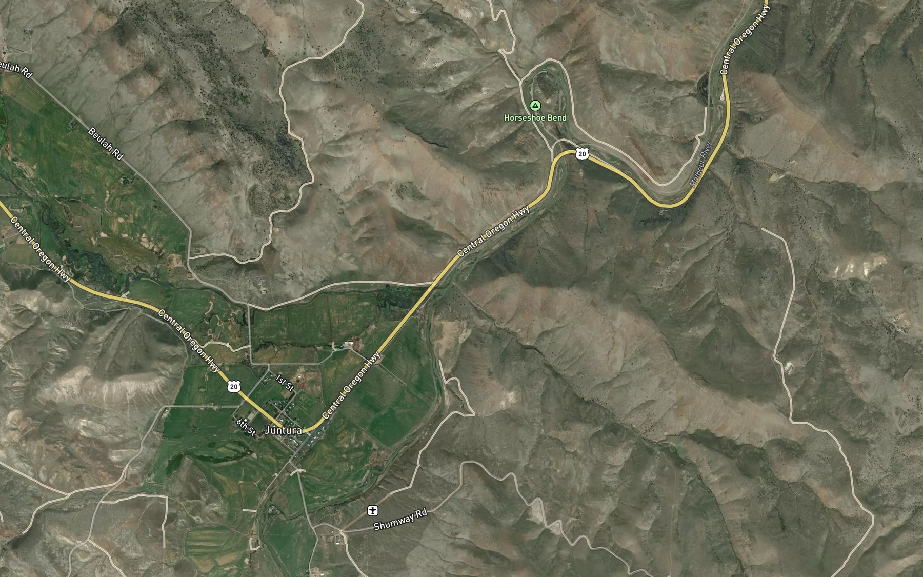 Satellite map of the Dugout Creek