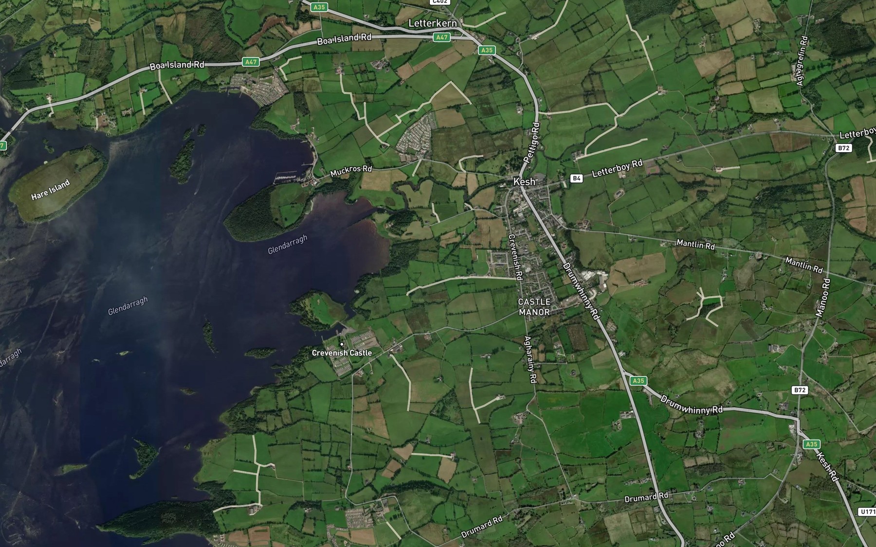Satellite map of the Kesh River