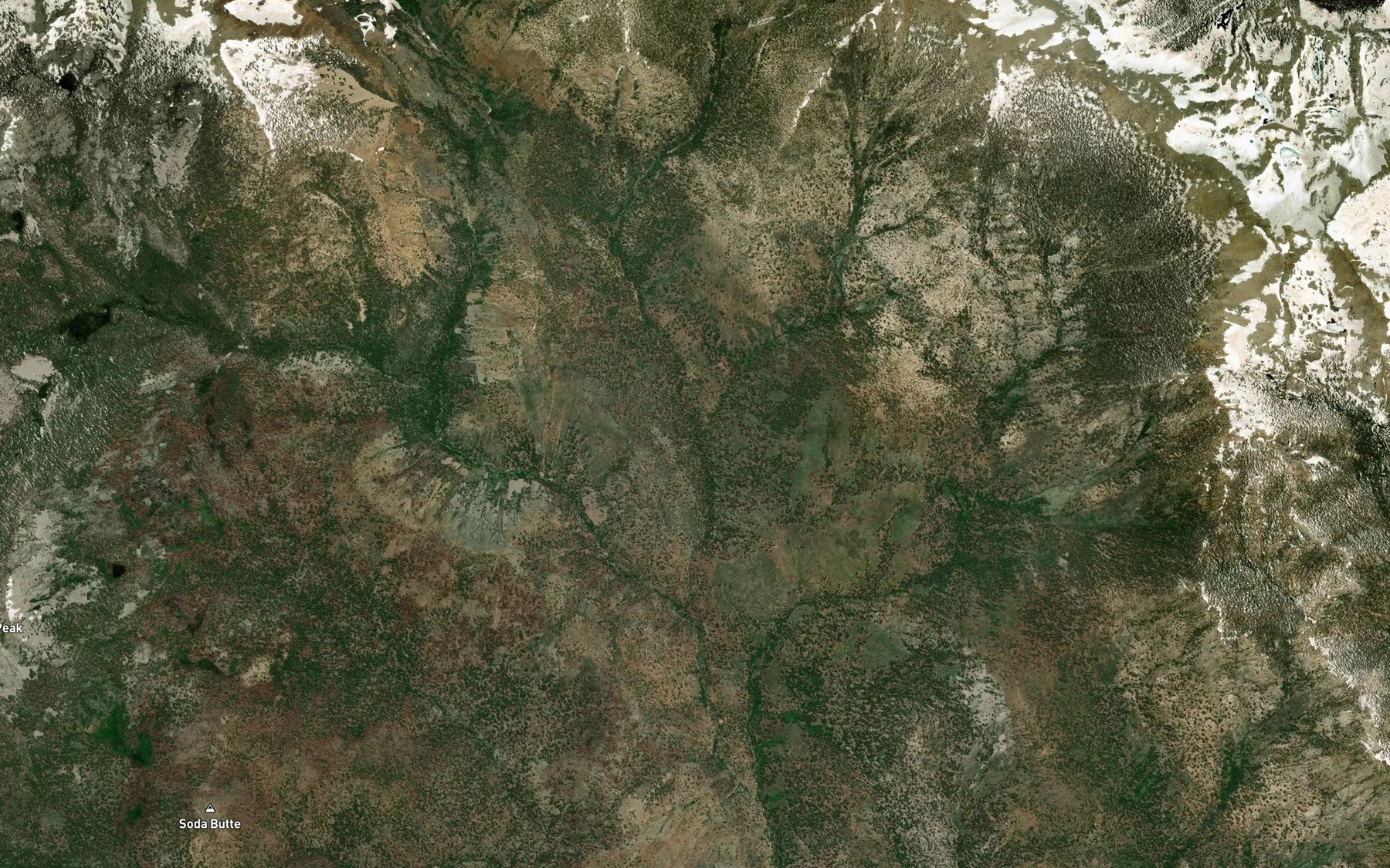 Satellite map of the Pistol Creek