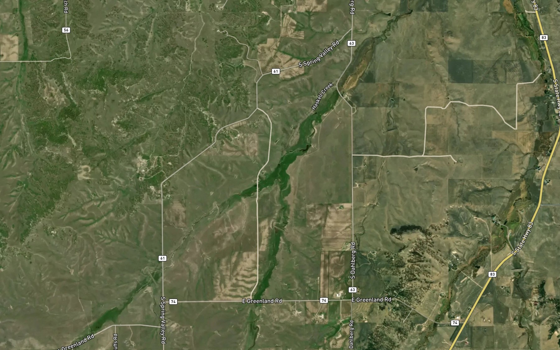 Satellite map of the Haskel Creek