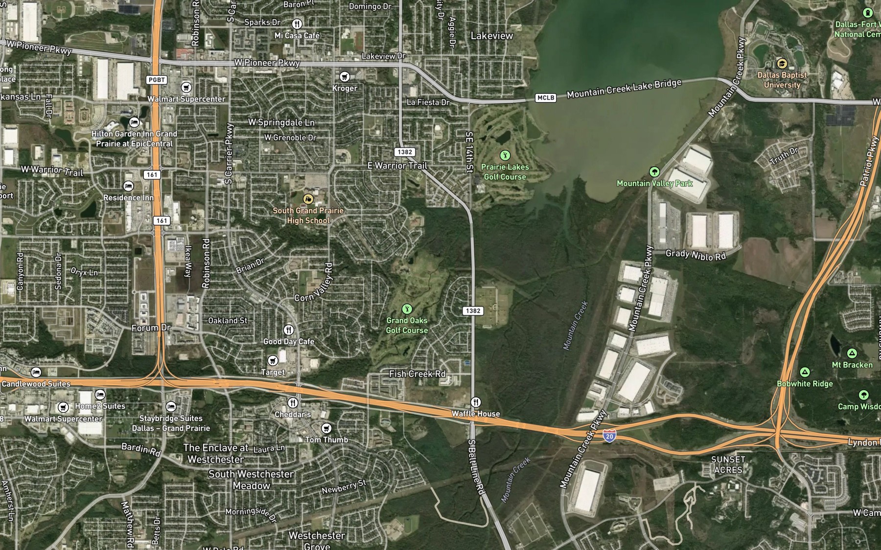 Satellite map of the Kirby Creek