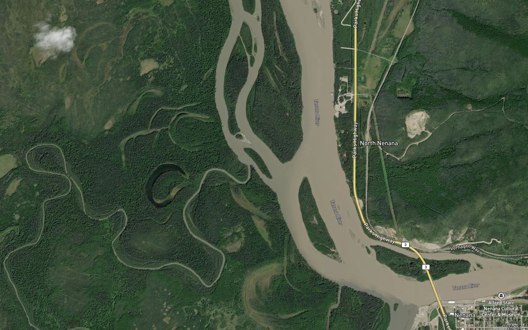 Satellite map of the East Middle River