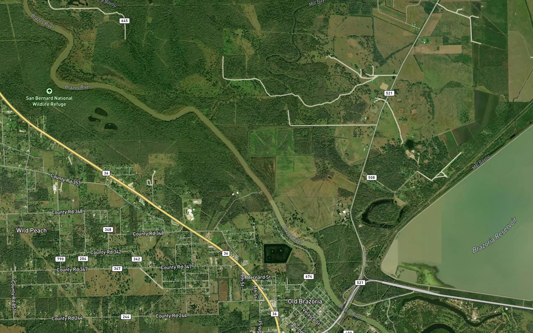 Satellite map of the York Reservoir