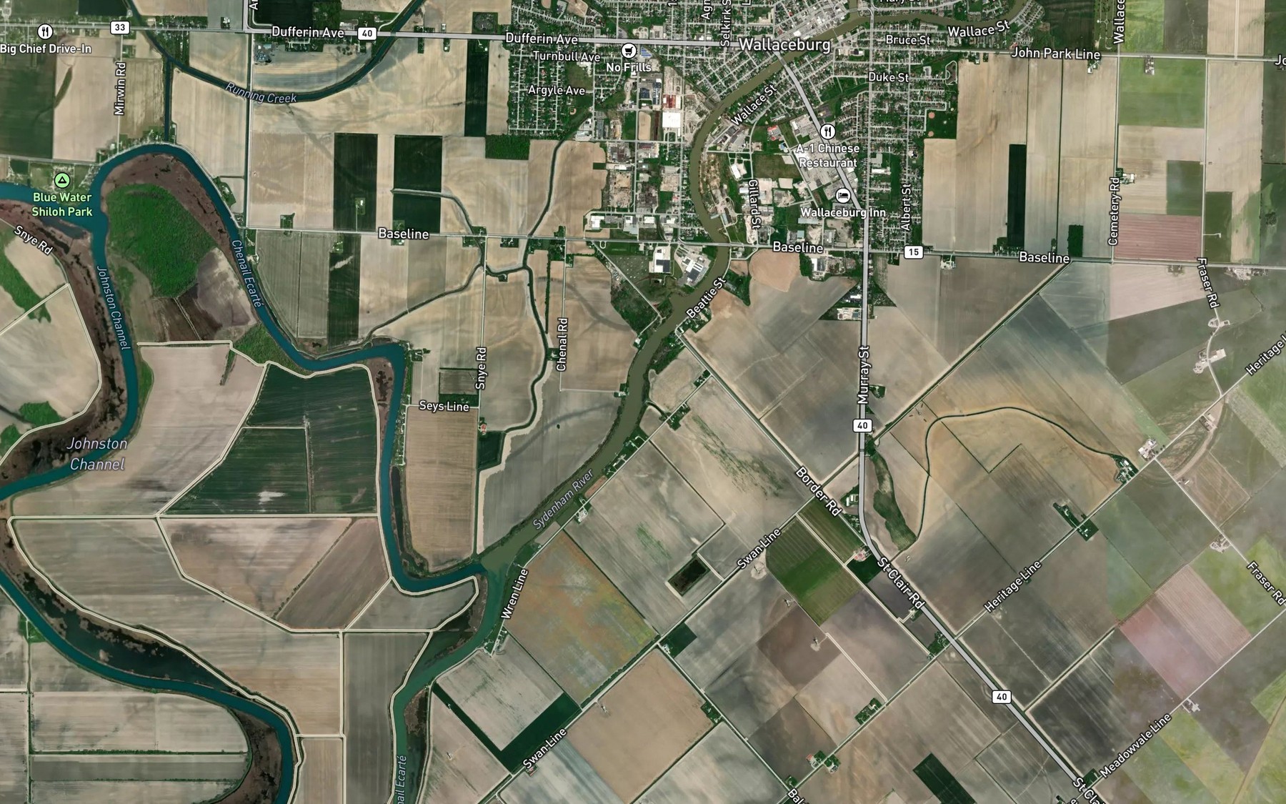 Satellite map of the Townline Drain