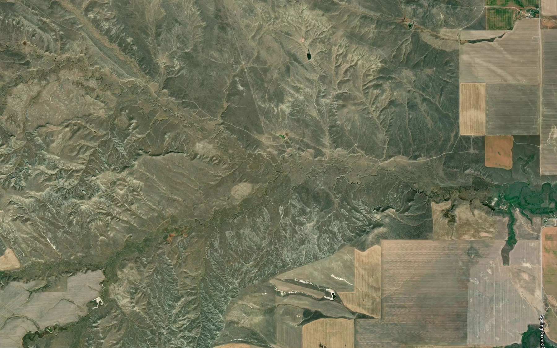 Satellite map of the South Fork Two Leggins Creek