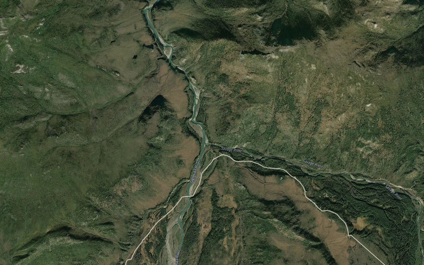 Satellite map of the Savage River