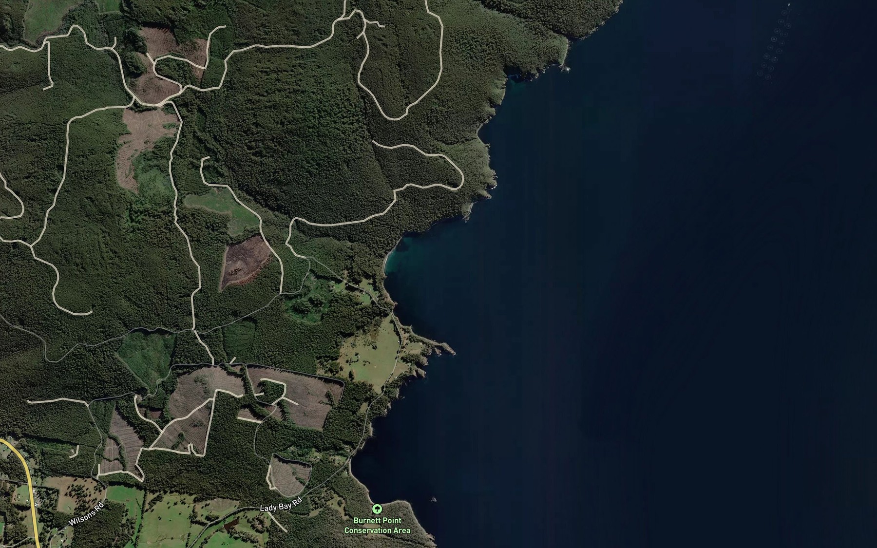 Satellite map of the Lady Bay