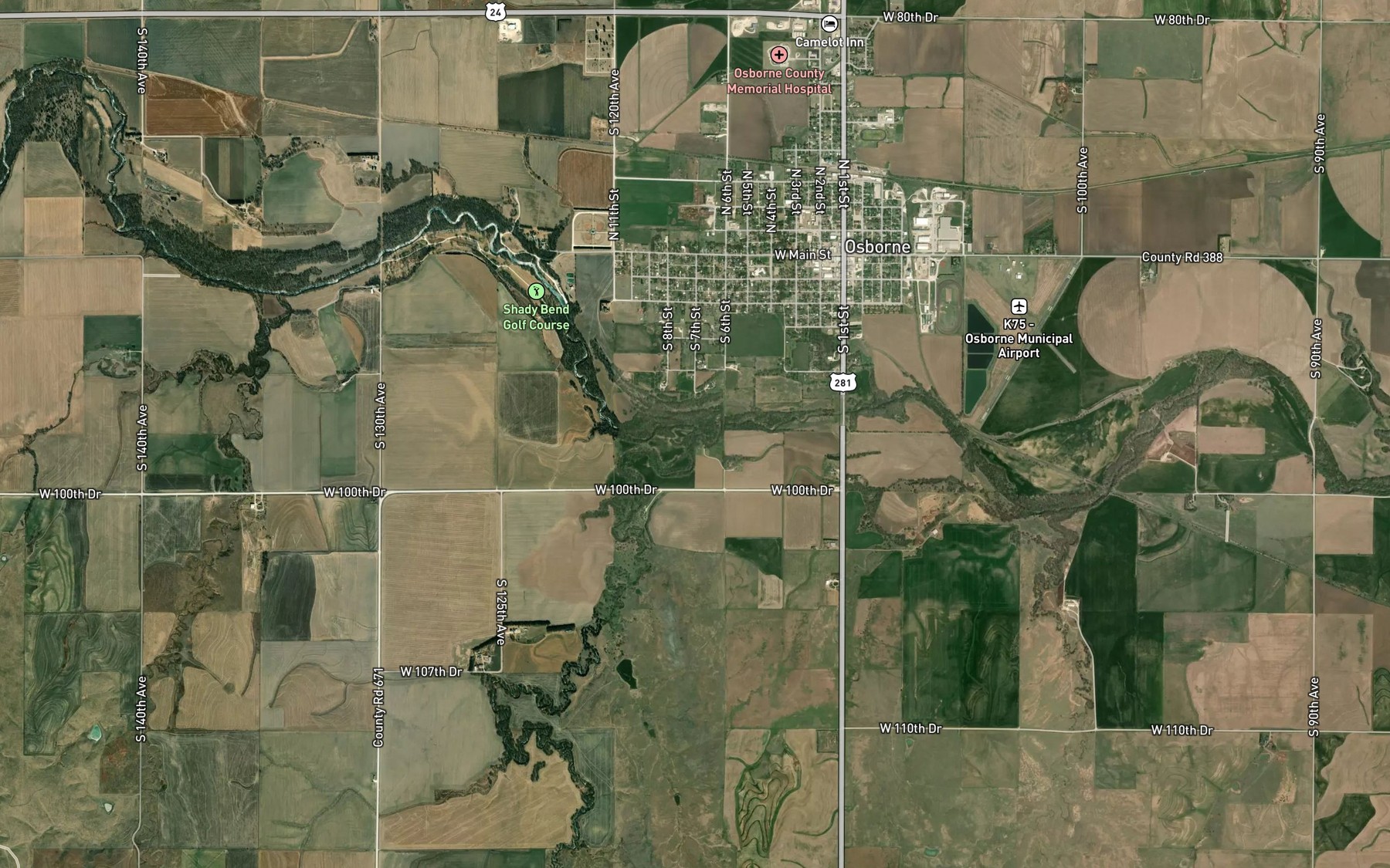 Satellite map of the Covert Creek