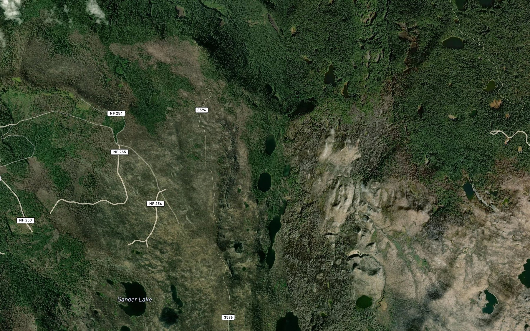 Satellite map of the Quinn Lakes
