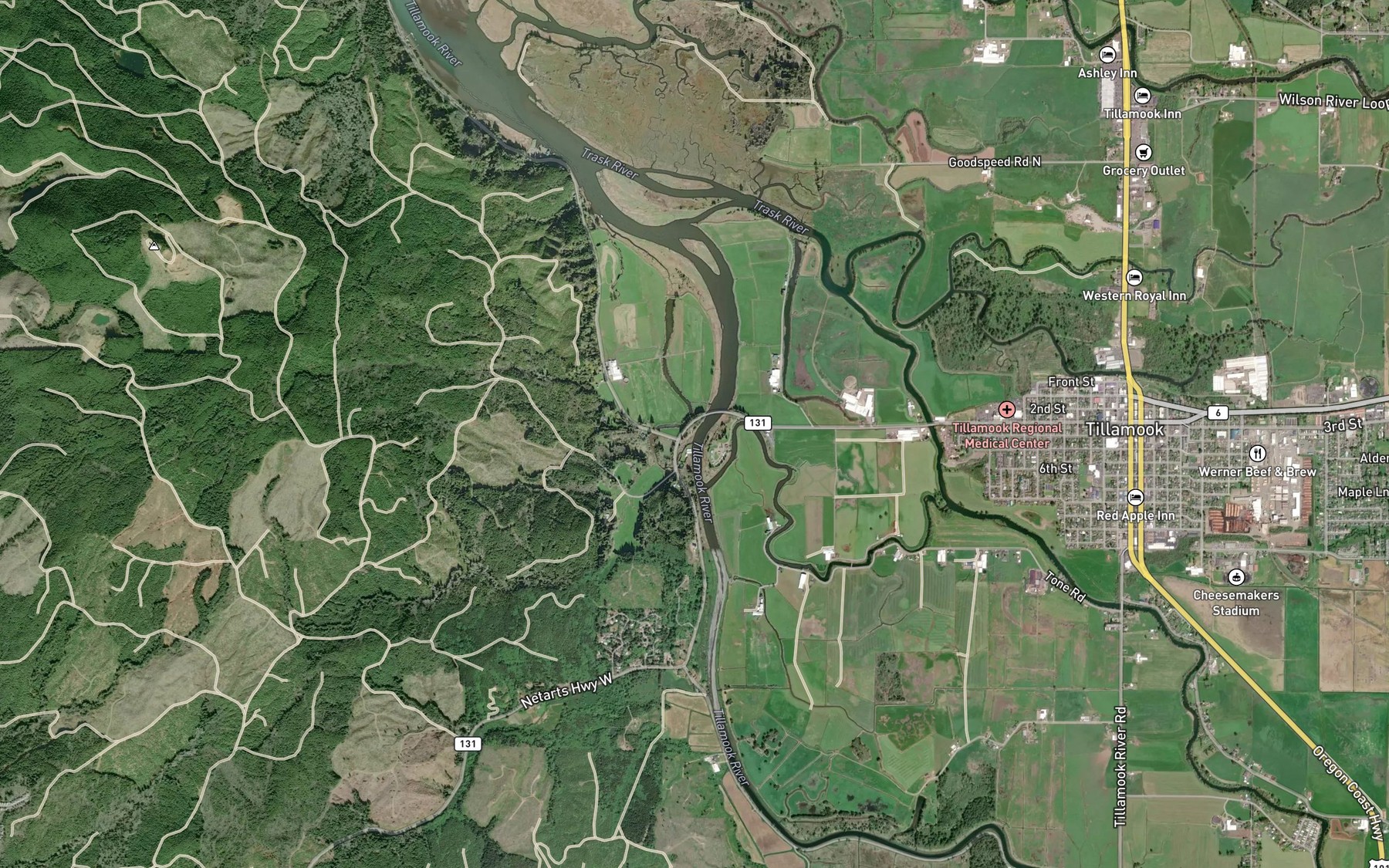Satellite map of the Esther Creek