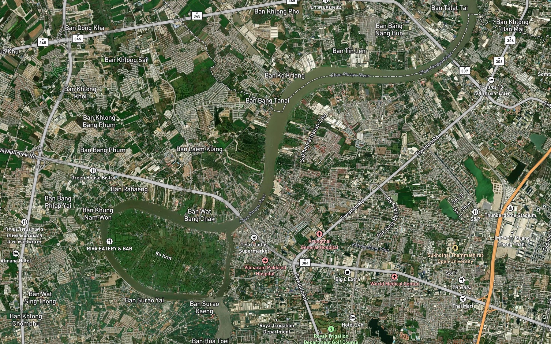 Satellite map of the Khlong Bang Phut
