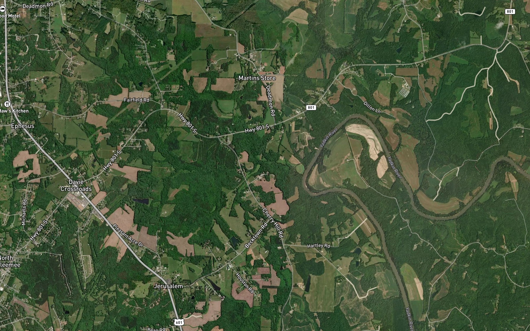 Satellite map of the Peeler Creek