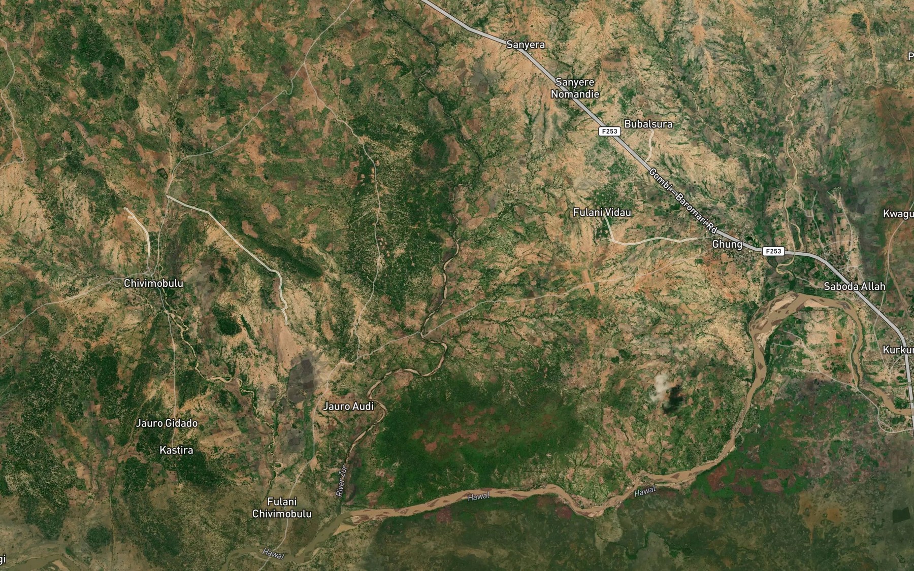 Satellite map of the River Rafin Gwangula Puba