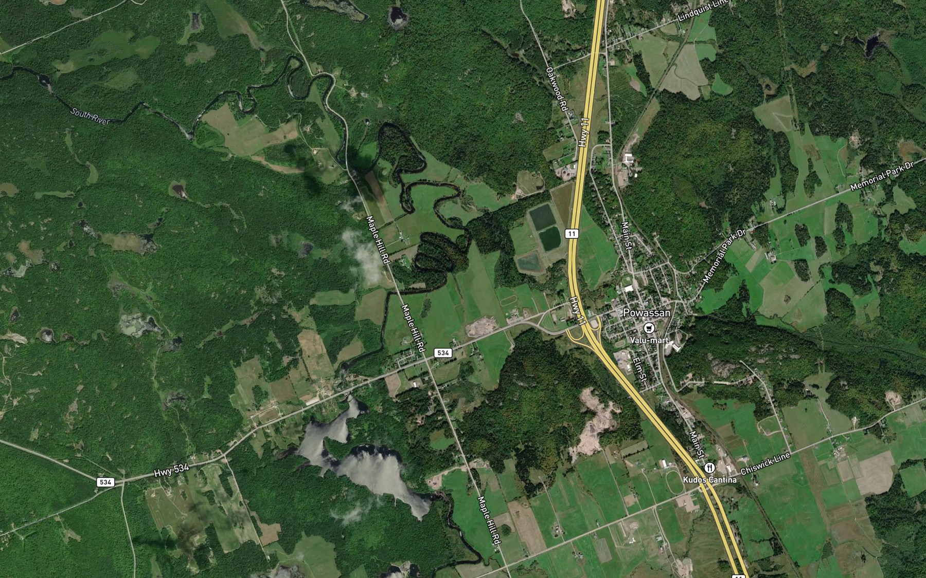 Satellite map of the Genesee Creek