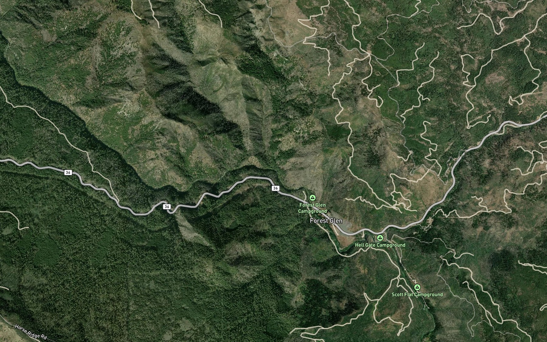 Satellite map of the Cave Creek