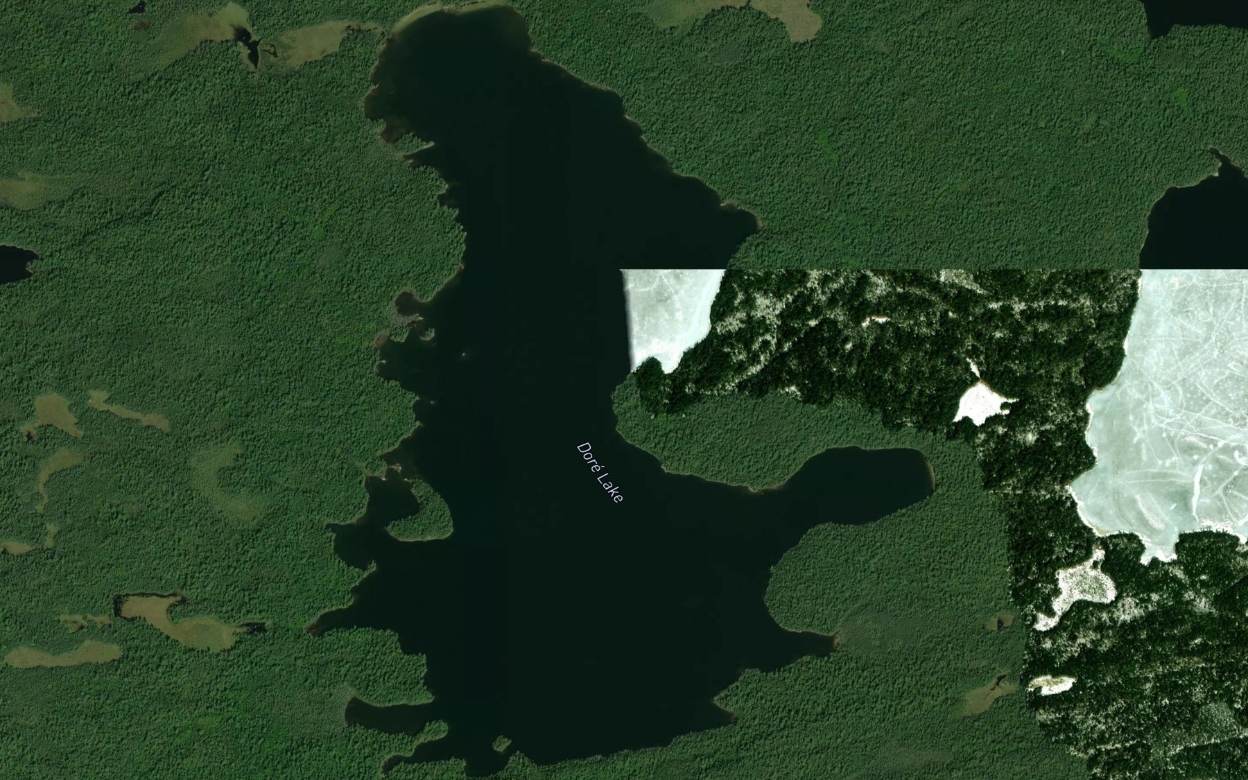 Satellite map of the Dore Lake