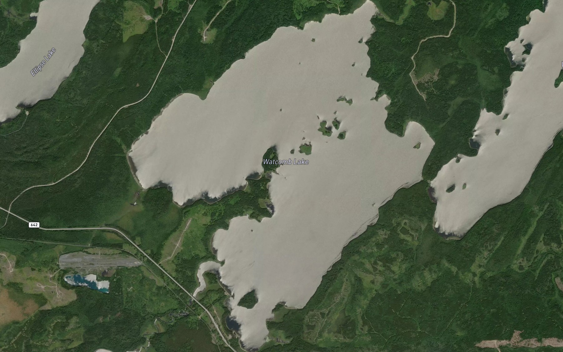 Satellite map of the Watcomb Lake