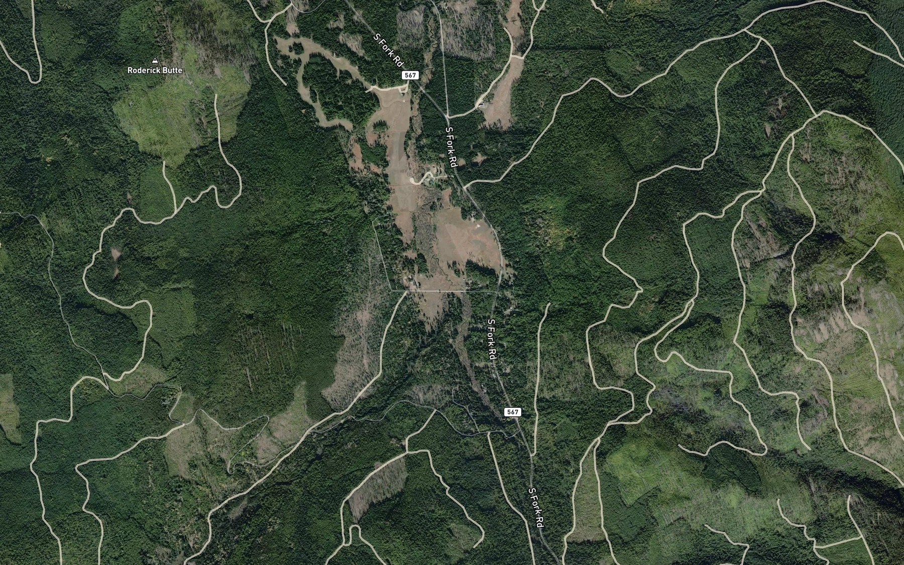 Satellite map of the Clay Creek