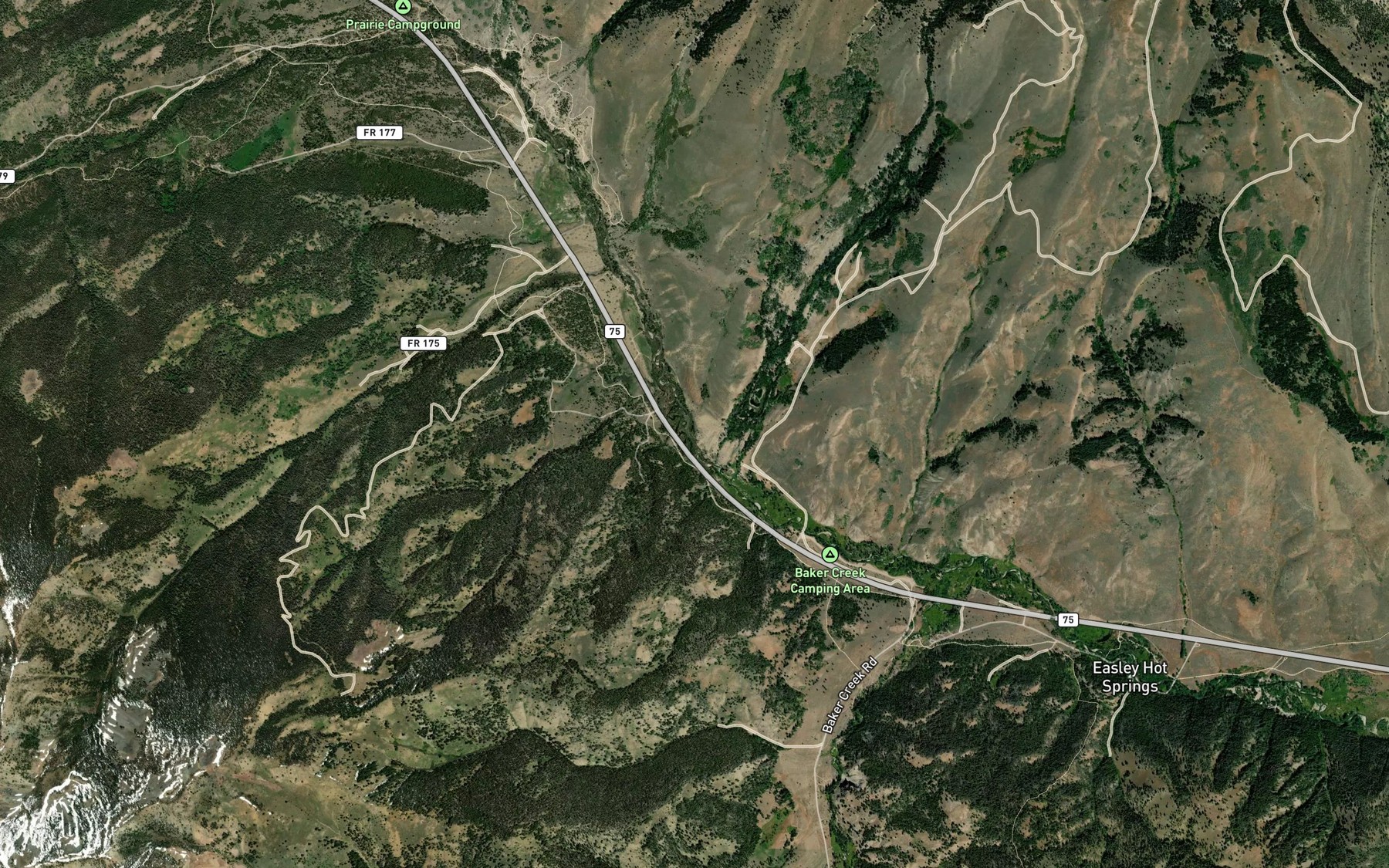 Satellite map of the Butterfield Creek