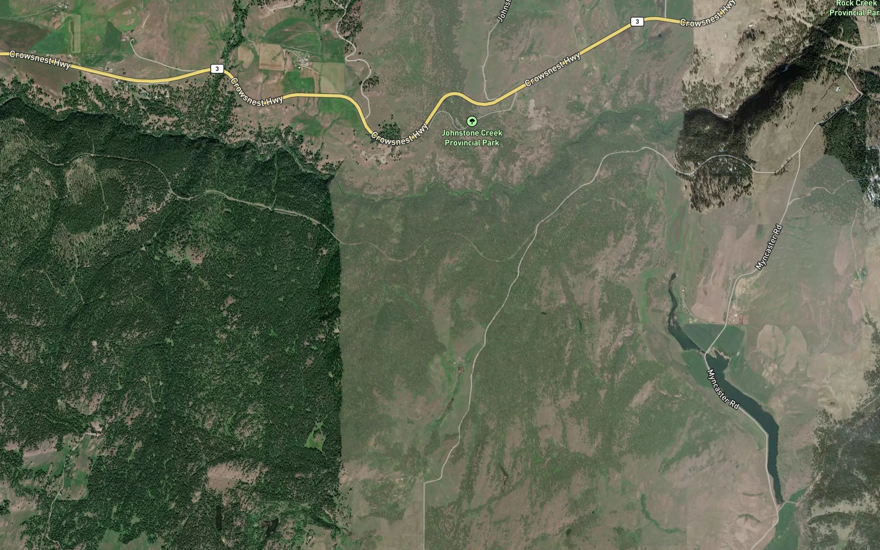 Satellite map of the Johnstone Creek