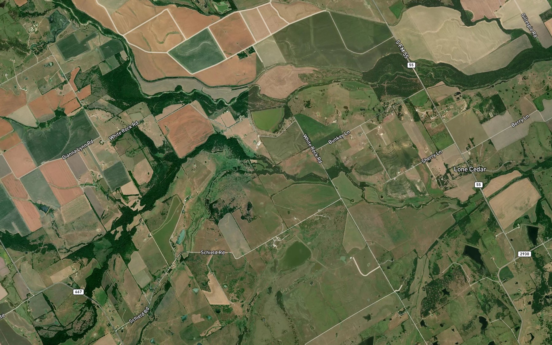 Satellite map of the Elm Branch